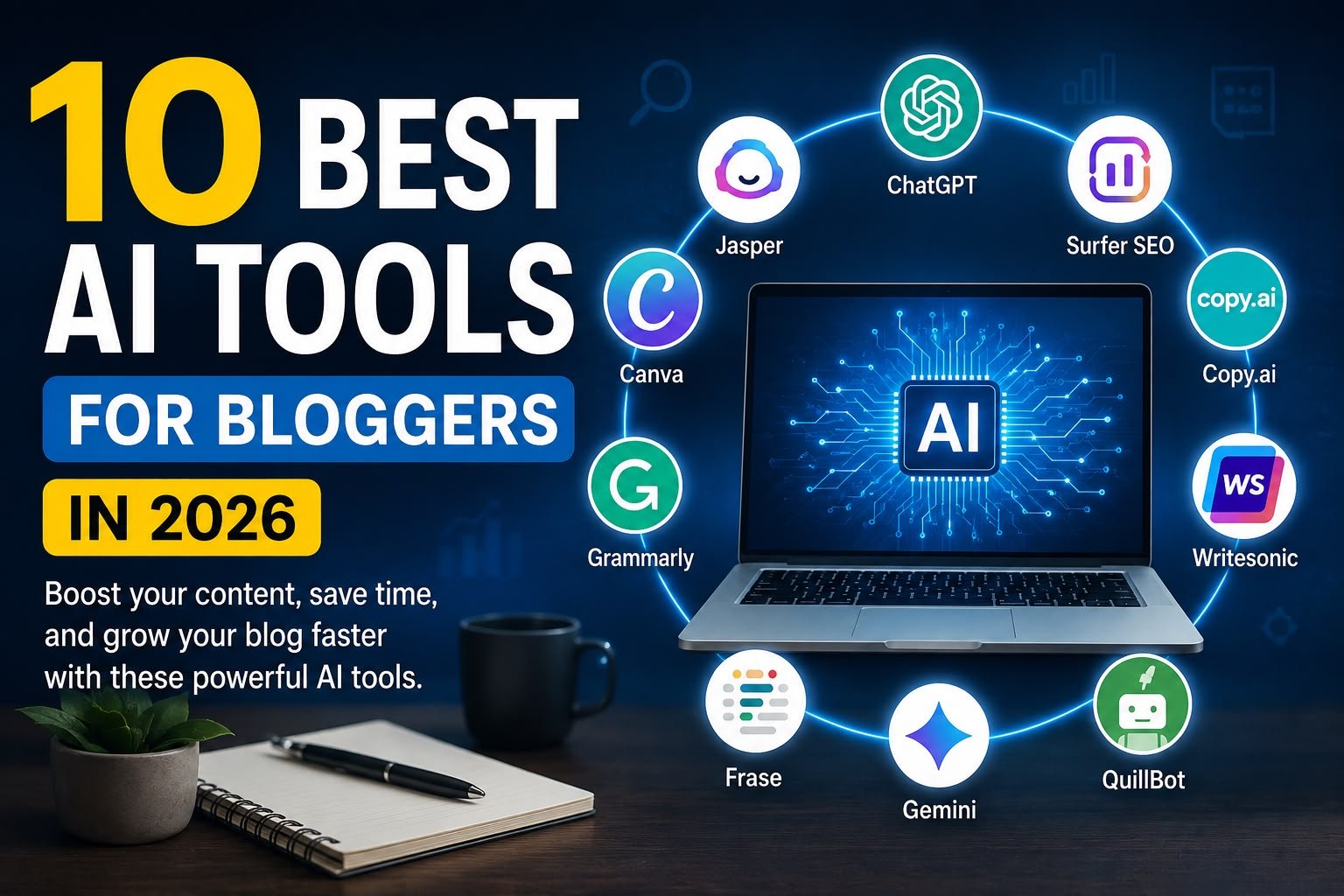 10 Best AI Tools for Bloggers in 2026 (Free & Paid)
